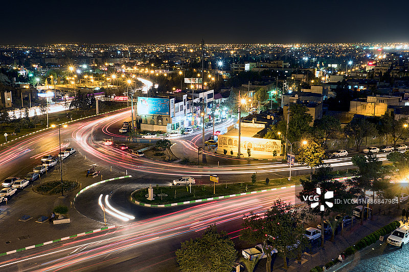 伊朗设拉子的夜景俯视图图片素材