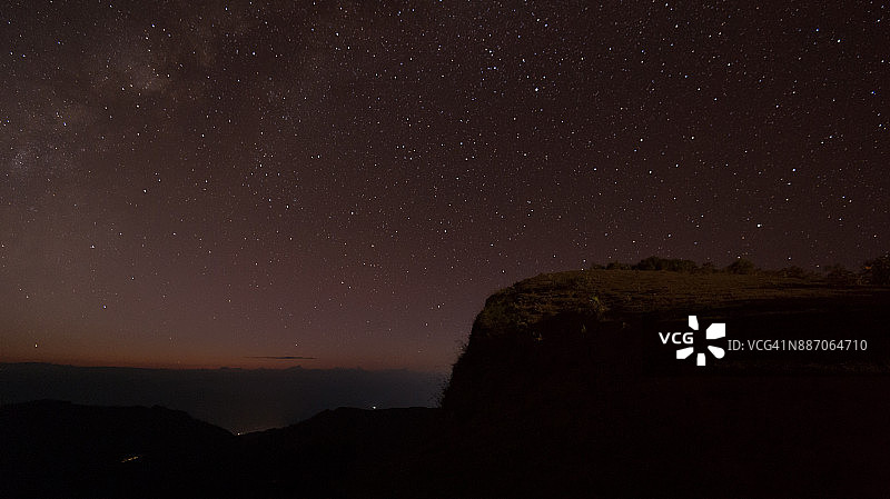 地球上空的星空：泰国湄宏顺府湄颜国家公园Doi Pui Luang峰的景色图片素材