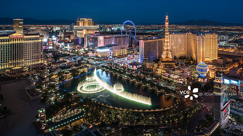 拉斯维加斯大道夜景航拍图片素材