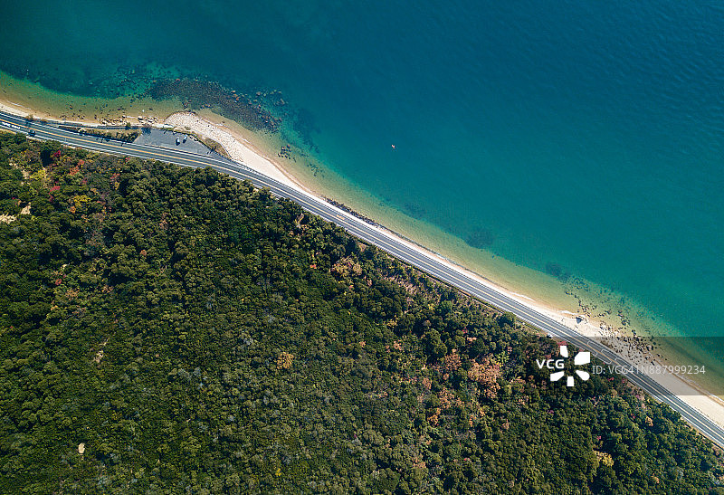 日本海岸线鸟瞰图图片素材