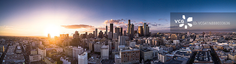 洛杉矶市中心日落全景图片素材