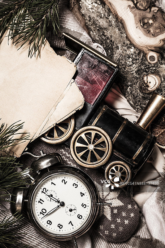 舒适的圣诞节和冬季场景的俯视图图片素材