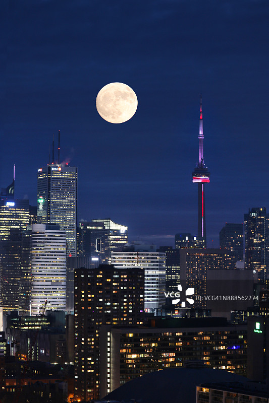 多伦多城市十二月超级月亮图片素材