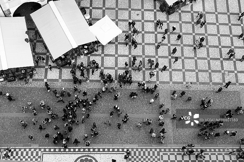 城市人群鸟瞰图图片素材