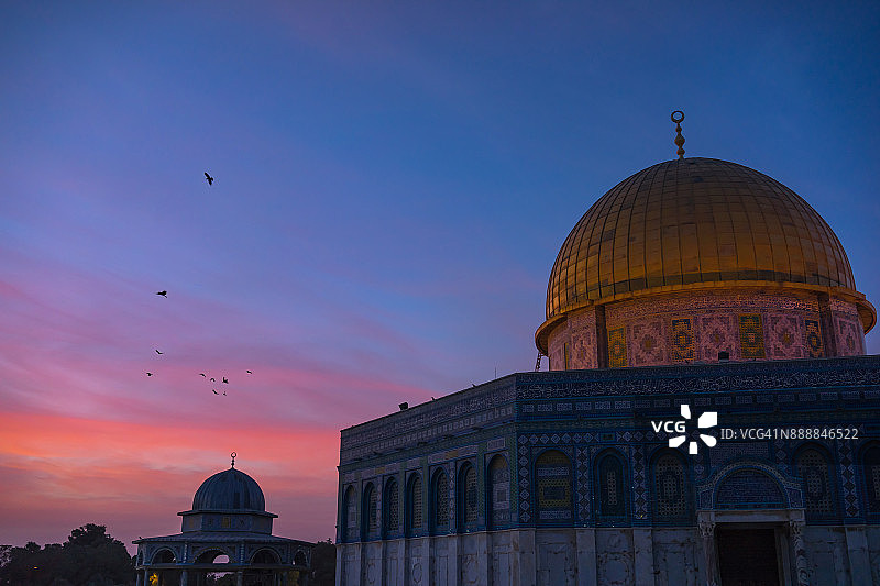 耶路撒冷圆顶清真寺日出景观图片素材