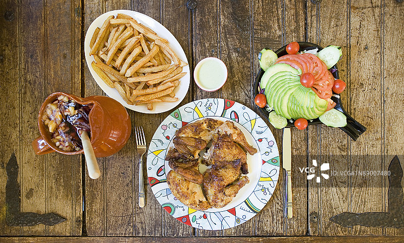 烤鸡晚餐图片素材