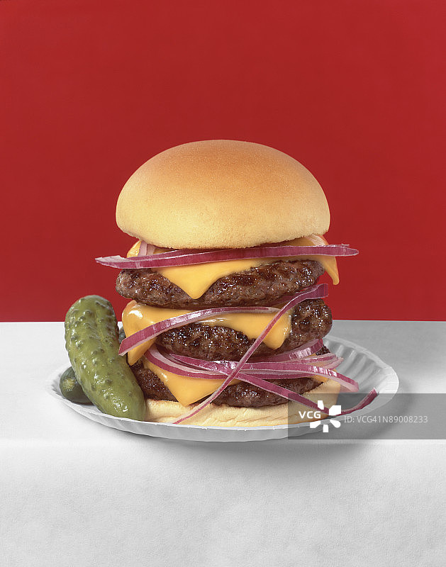 三层芝士汉堡图片素材