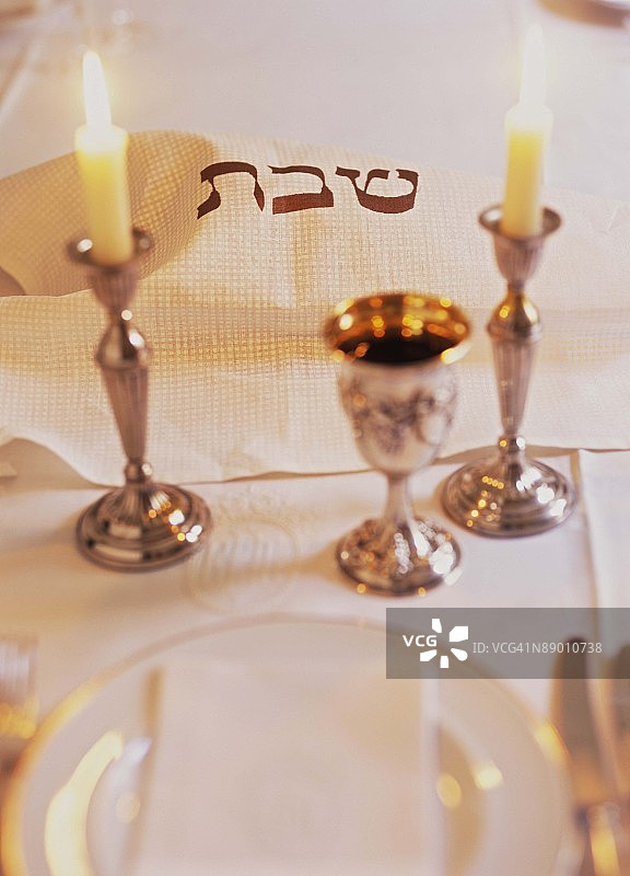 安息日餐具摆设图片素材