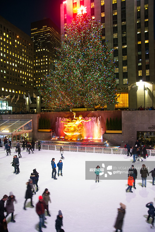 圣诞节期间的纽约曼哈顿洛克菲勒中心图片素材
