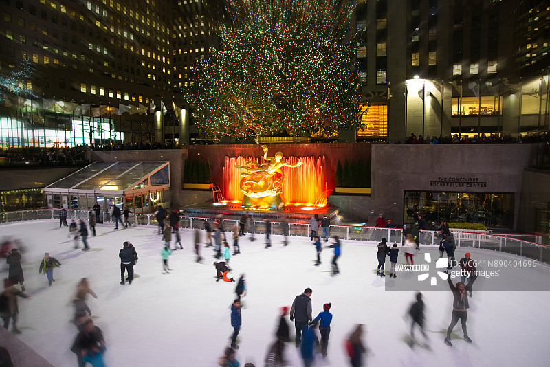 圣诞节期间的纽约曼哈顿洛克菲勒中心图片素材