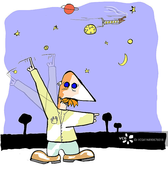 教授指向天空图片素材