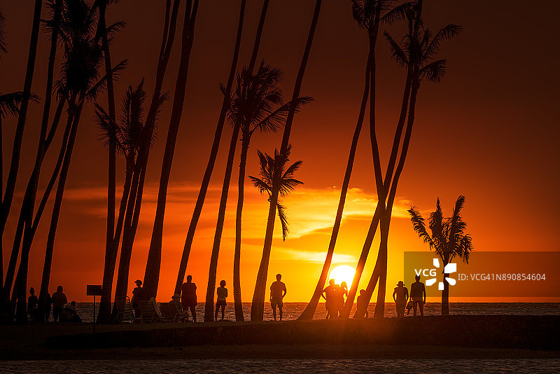 阿奈霍奥马鲁海滩的日落图片素材
