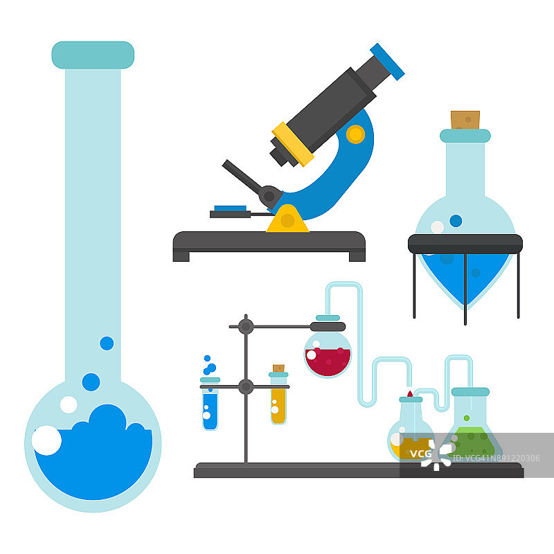 实验室符号测试医学实验室科学生物学设计生物技术科学化学图标矢量插图图片素材