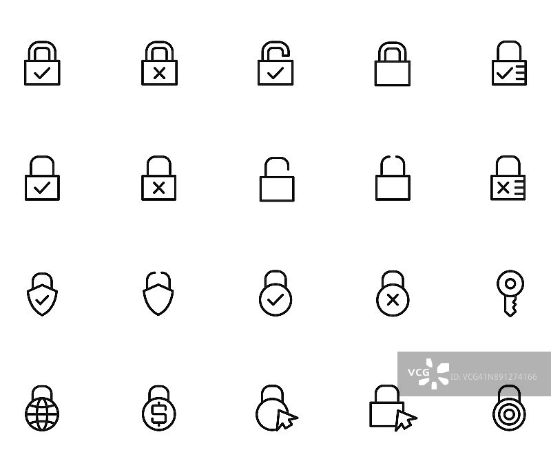 锁形图标集图片素材