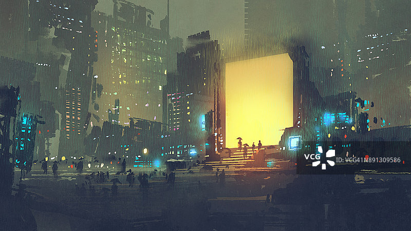 未来城市传送站人潮图片素材