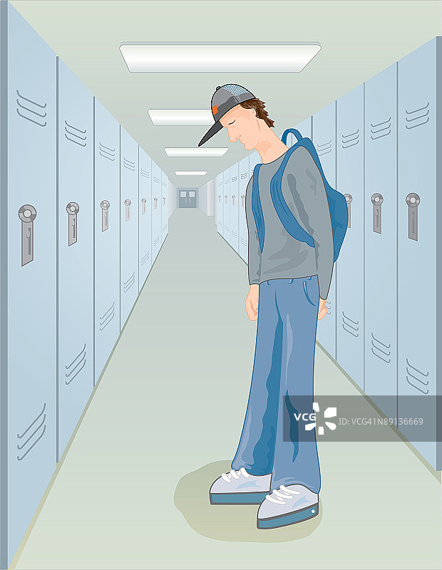 高中孤独少年图片素材