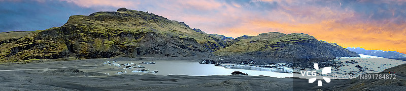 冰岛索尔黑马冰川日落景色图片素材