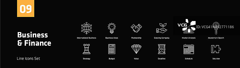 商务金融线性图标集图片素材