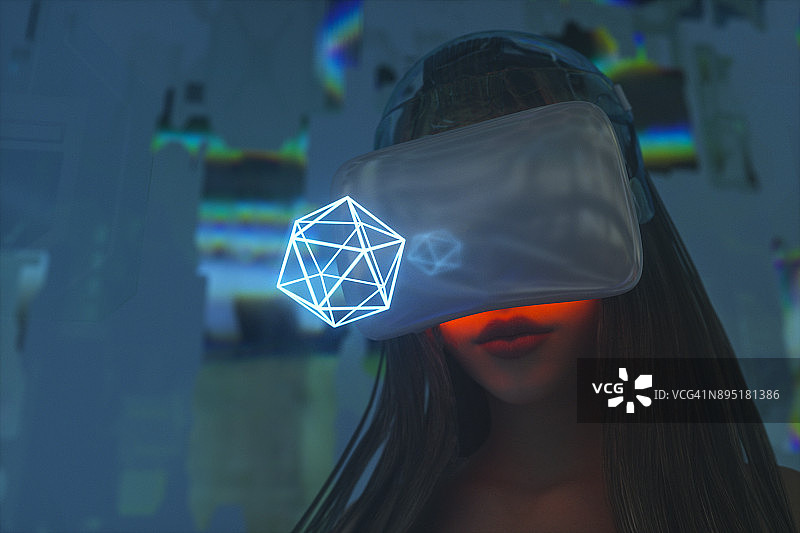 使用VR头显的女人图片素材