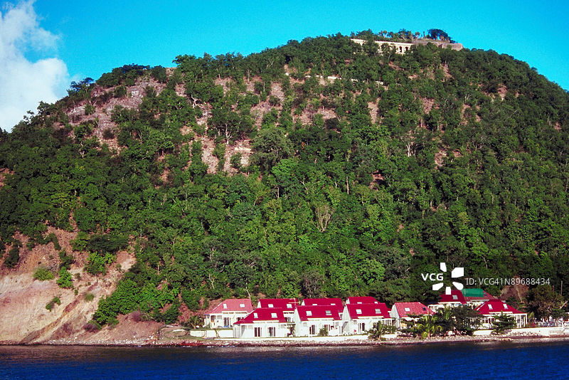 加勒比海的瓜德罗普省勒沙莫岛村庄特尔德奥图片素材