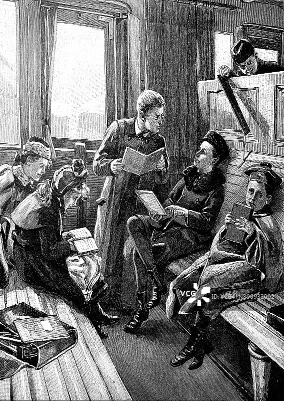 在图书馆阅读书籍 - 1896年图片素材