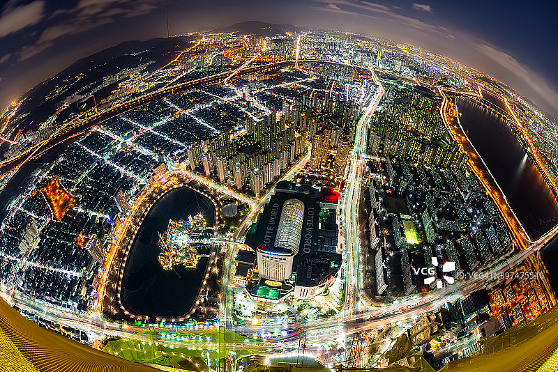 从乐天世界大厦俯瞰首尔夜景图片素材