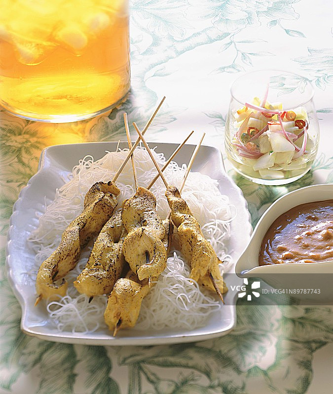 泰式鸡肉沙爹串图片素材
