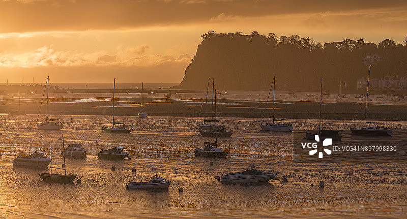 蒂恩河口，蒂恩茅斯，德文郡，英格兰图片素材