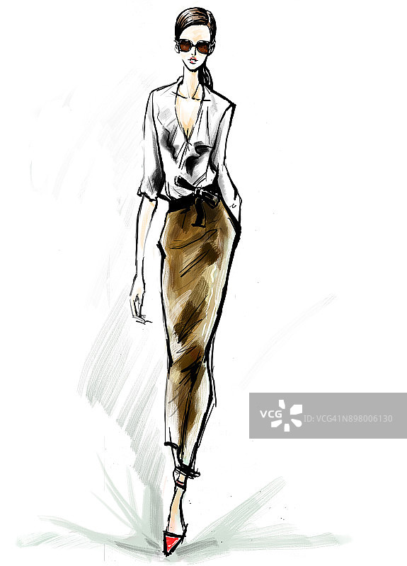 时尚模特插画图片素材