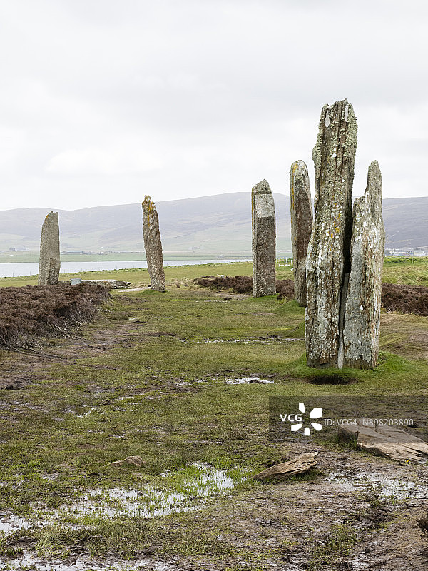 奥克尼群岛布罗德盖尔石圈考古遗址，五月图片素材