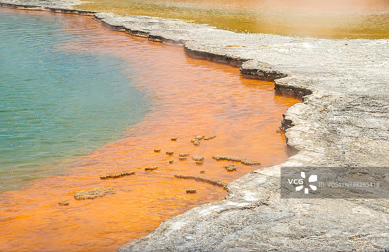 怀奥塔普地热仙境的标志性旅游景点：香槟池，新西兰罗托鲁瓦图片素材