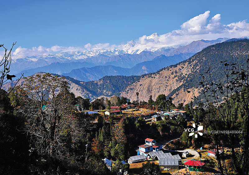 乔普塔山站，帐篷、酒店和餐厅，印度，北阿坎德邦图片素材