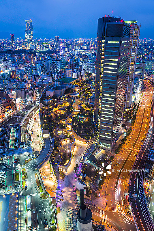 日本大阪难波公园阿倍野Harukas璀璨夜景图片素材