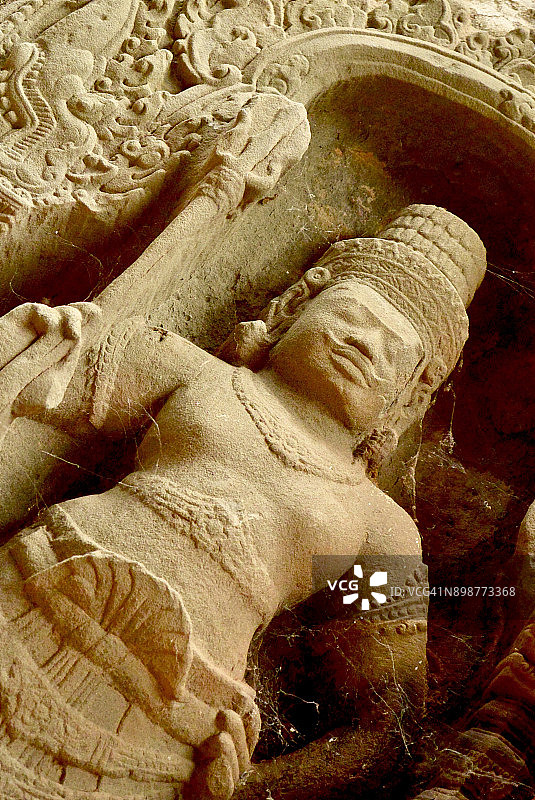 柬埔寨神牛寺遗址的武士雕像图片素材