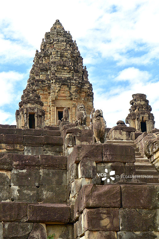 巴孔寺遗址通往寺庙的阶梯，柬埔寨图片素材