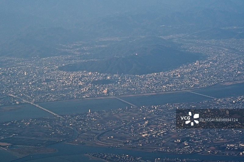 飞机航拍德岛县德岛市中心日景图片素材