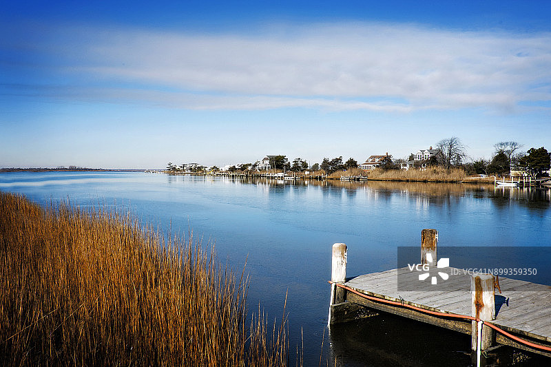 纽约长岛巴比伦的船坞和橡树岛图片素材