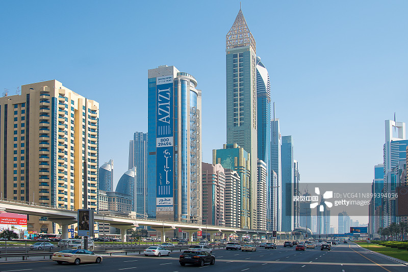 阿拉伯联合酋长国的迪拜天际线图片素材