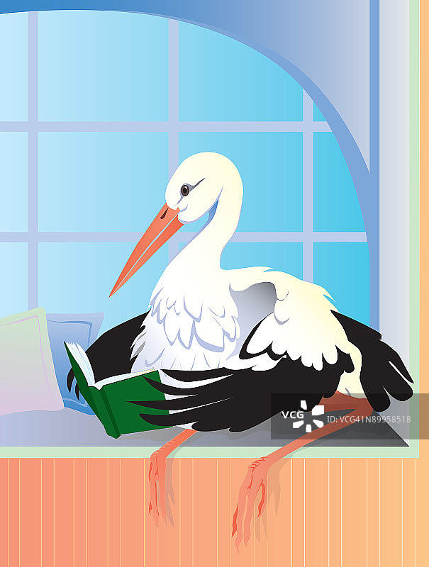 阅读书籍的鹳图片素材