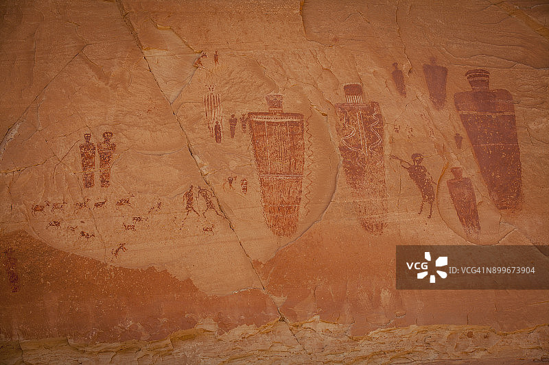 古代生活，岩石艺术，象形文字和岩画，画廊，马蹄峡谷，峡谷地国家公园，犹他州，美国图片素材