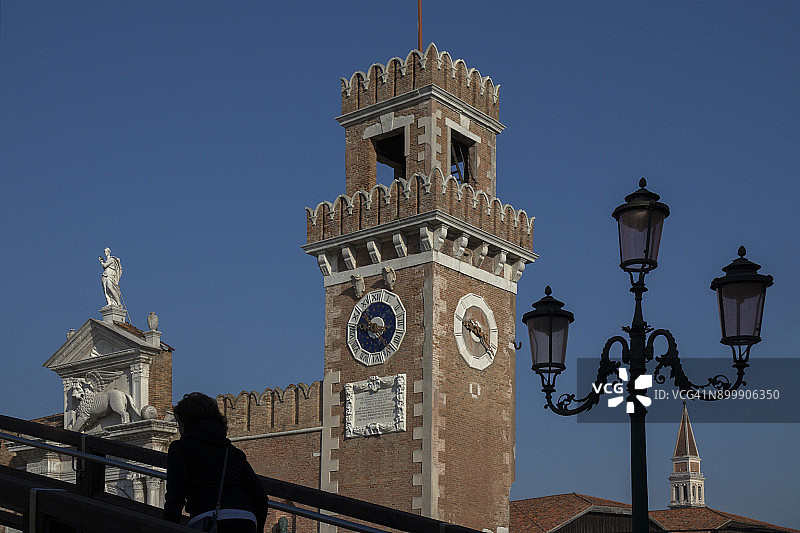 位于意大利威尼斯的Arsenale造船厂的塔图片素材