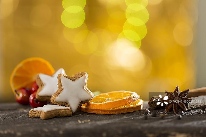圣诞烘焙、圣诞装饰、肉桂饼干、橙子，德国图片素材