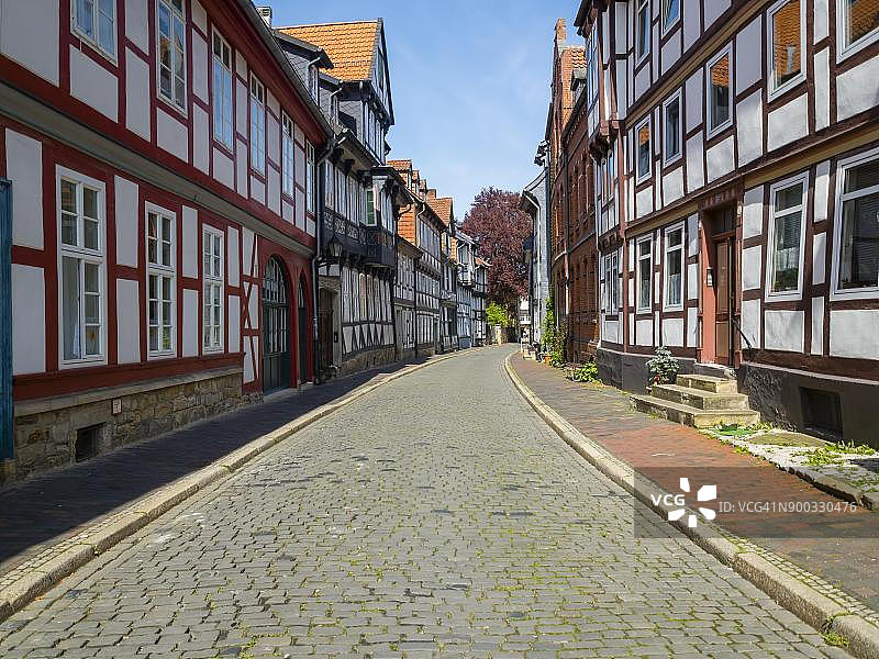 德国希尔德斯海姆老城历史悠久的半木结构房屋图片素材