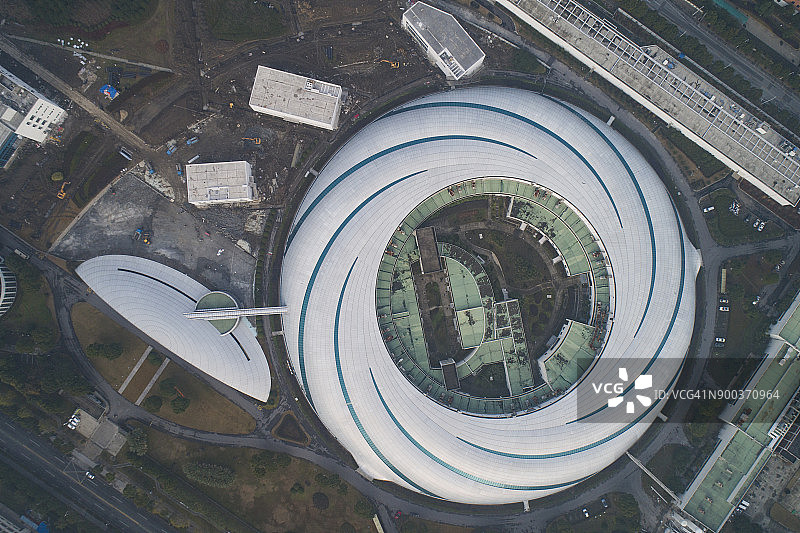 中国上海同步辐射光源设施建筑鸟瞰图图片素材
