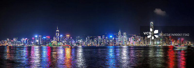 香港维多利亚港夜景全景图片素材