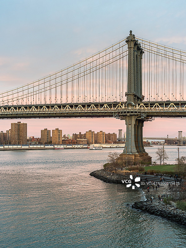 纽约曼哈顿大桥日落图片素材