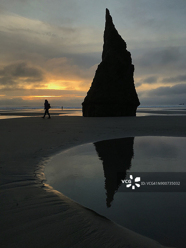 俄勒冈州班顿的冬季日落图片素材