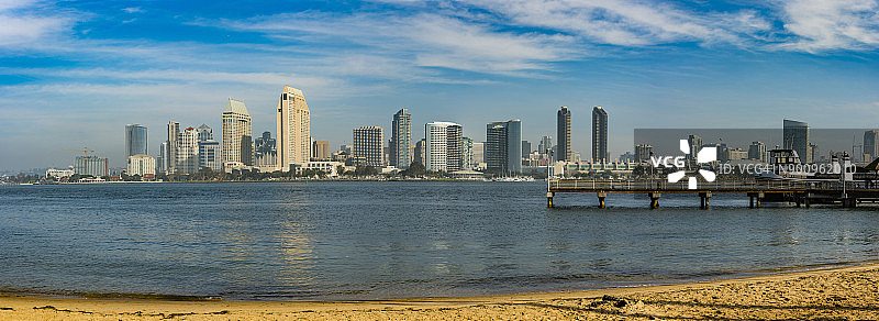 科罗纳多岛眺望圣地亚哥和海湾区全景图片素材