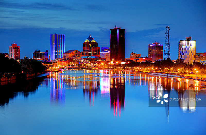 纽约州罗切斯特市中心天际线图片素材