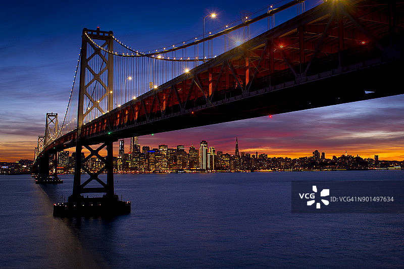 旧金山天际线的海湾大桥景观图片素材